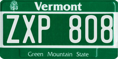 VT license plate ZXP808