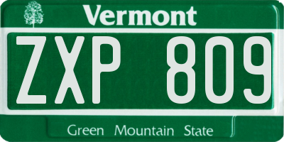 VT license plate ZXP809