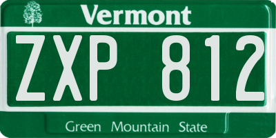 VT license plate ZXP812