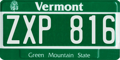 VT license plate ZXP816