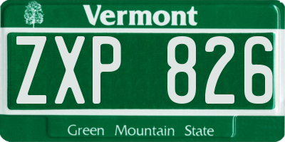 VT license plate ZXP826
