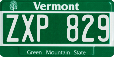 VT license plate ZXP829