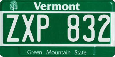VT license plate ZXP832
