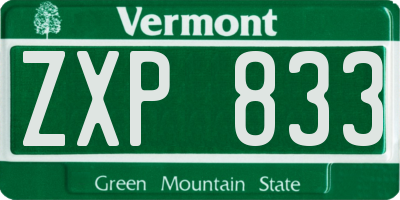 VT license plate ZXP833