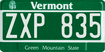 VT license plate ZXP835