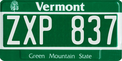 VT license plate ZXP837
