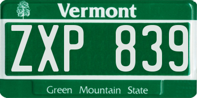 VT license plate ZXP839