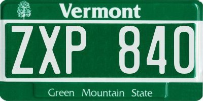 VT license plate ZXP840