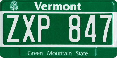 VT license plate ZXP847