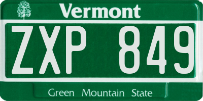 VT license plate ZXP849