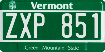 VT license plate ZXP851