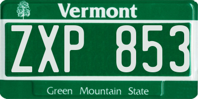 VT license plate ZXP853