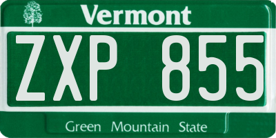 VT license plate ZXP855