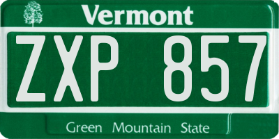 VT license plate ZXP857