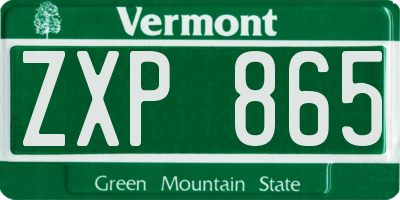 VT license plate ZXP865