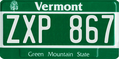VT license plate ZXP867