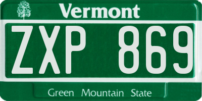 VT license plate ZXP869