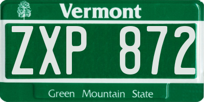 VT license plate ZXP872