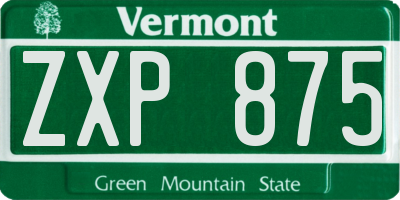VT license plate ZXP875
