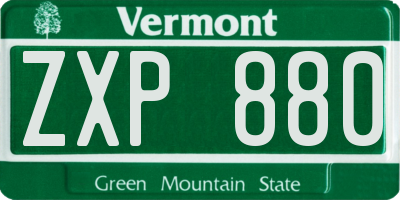 VT license plate ZXP880