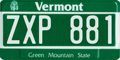 VT license plate ZXP881