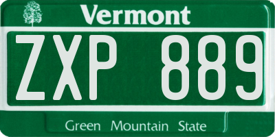 VT license plate ZXP889