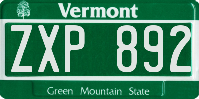 VT license plate ZXP892