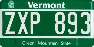 VT license plate ZXP893