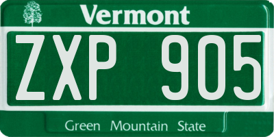 VT license plate ZXP905