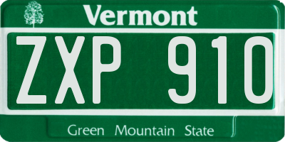 VT license plate ZXP910