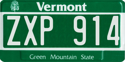 VT license plate ZXP914