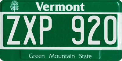 VT license plate ZXP920