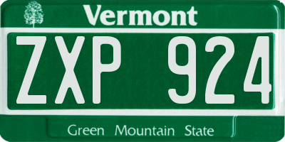 VT license plate ZXP924