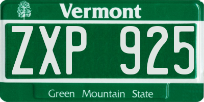 VT license plate ZXP925