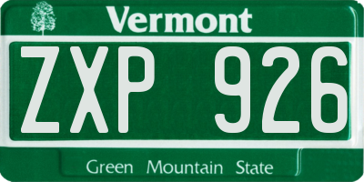 VT license plate ZXP926