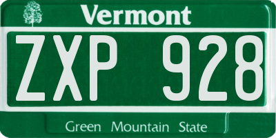 VT license plate ZXP928