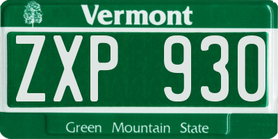 VT license plate ZXP930