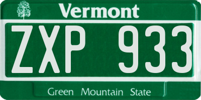 VT license plate ZXP933