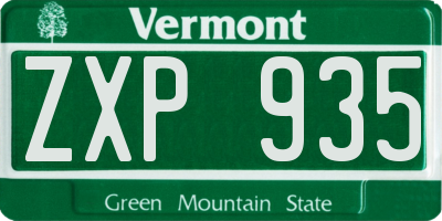 VT license plate ZXP935