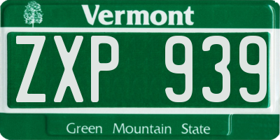 VT license plate ZXP939