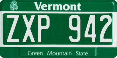 VT license plate ZXP942