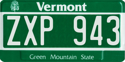VT license plate ZXP943