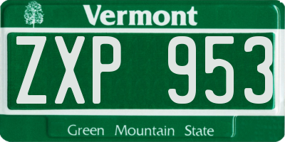 VT license plate ZXP953