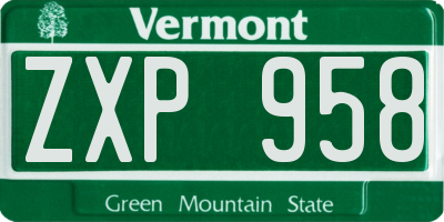 VT license plate ZXP958