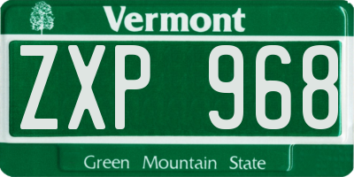 VT license plate ZXP968