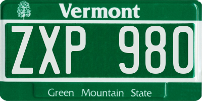 VT license plate ZXP980