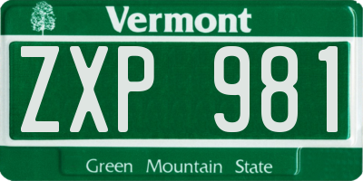 VT license plate ZXP981