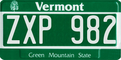 VT license plate ZXP982