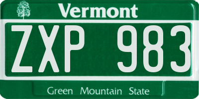 VT license plate ZXP983