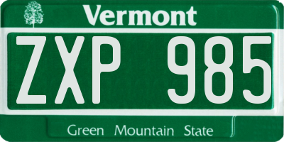 VT license plate ZXP985